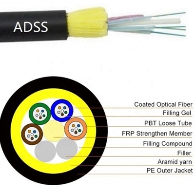 24 / 36/48/72 ядра SM G652D провод кабеля оптического волокна ADSS не металлический